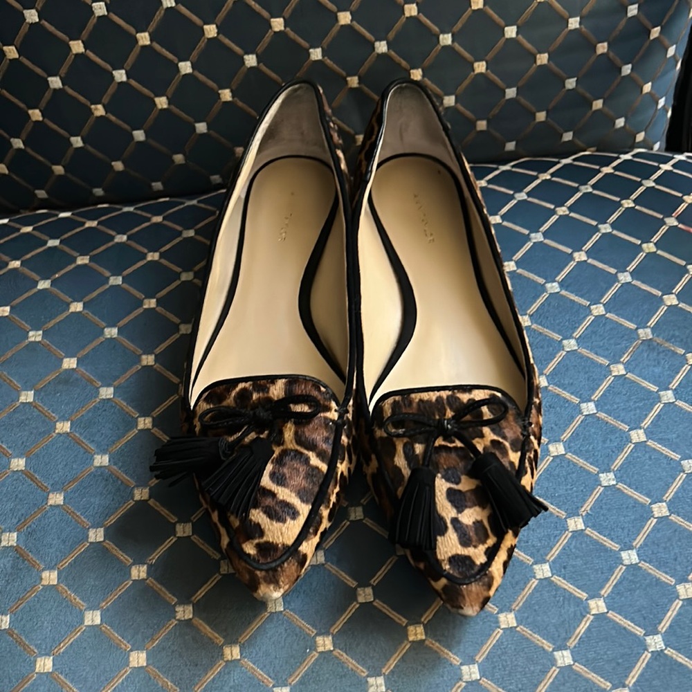 AnnTaylor leopard tassel flats